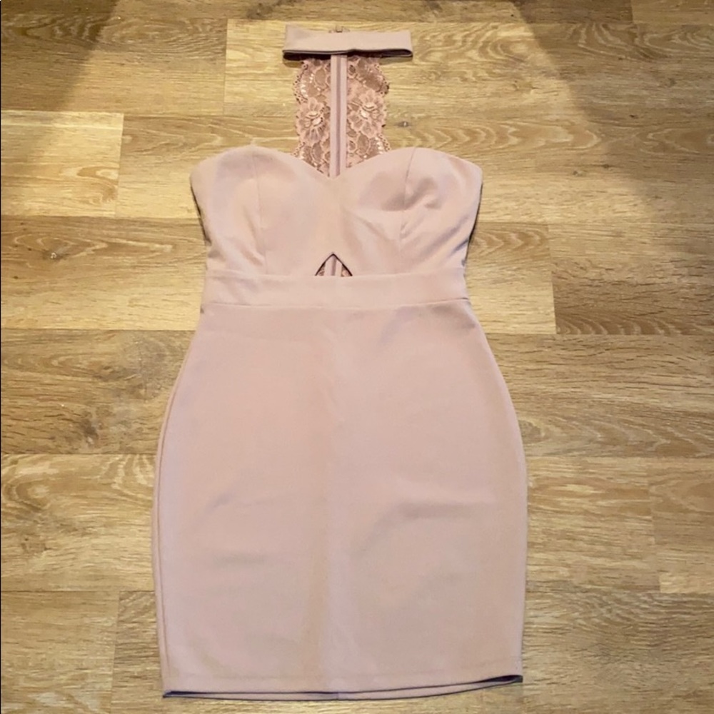 Blush pink dress with back lace details